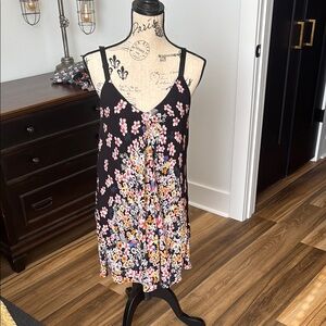Floral Black Sleeveless Dress